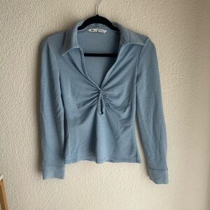 Women's Blue Ruched Top